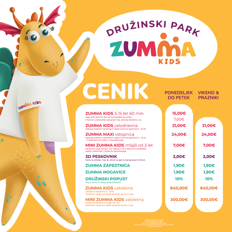 Zumma cenik vstopnic